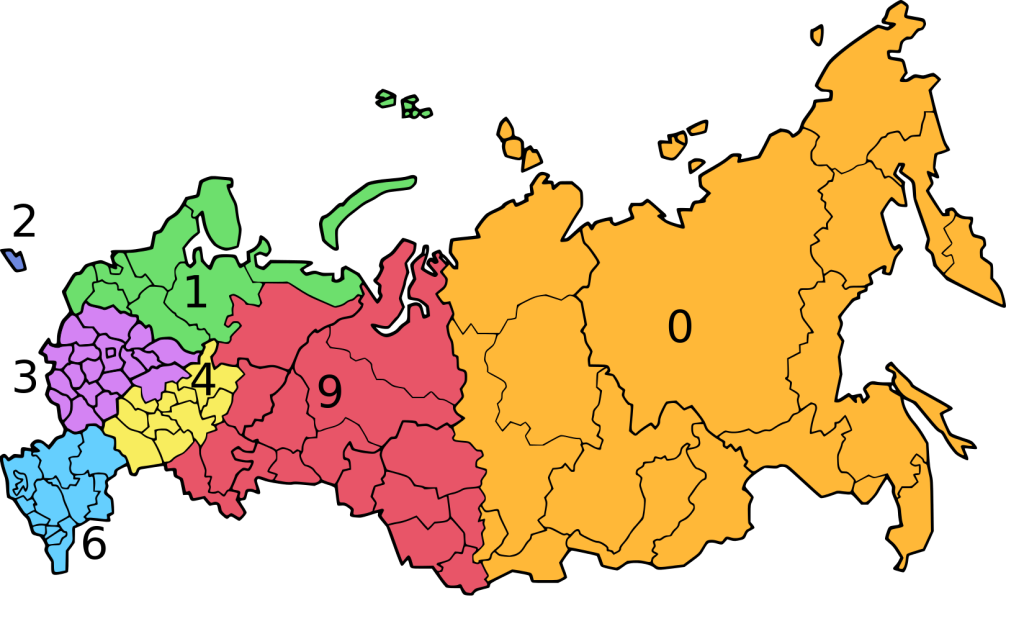 Kaart met overzicht verdeling Russische calls
